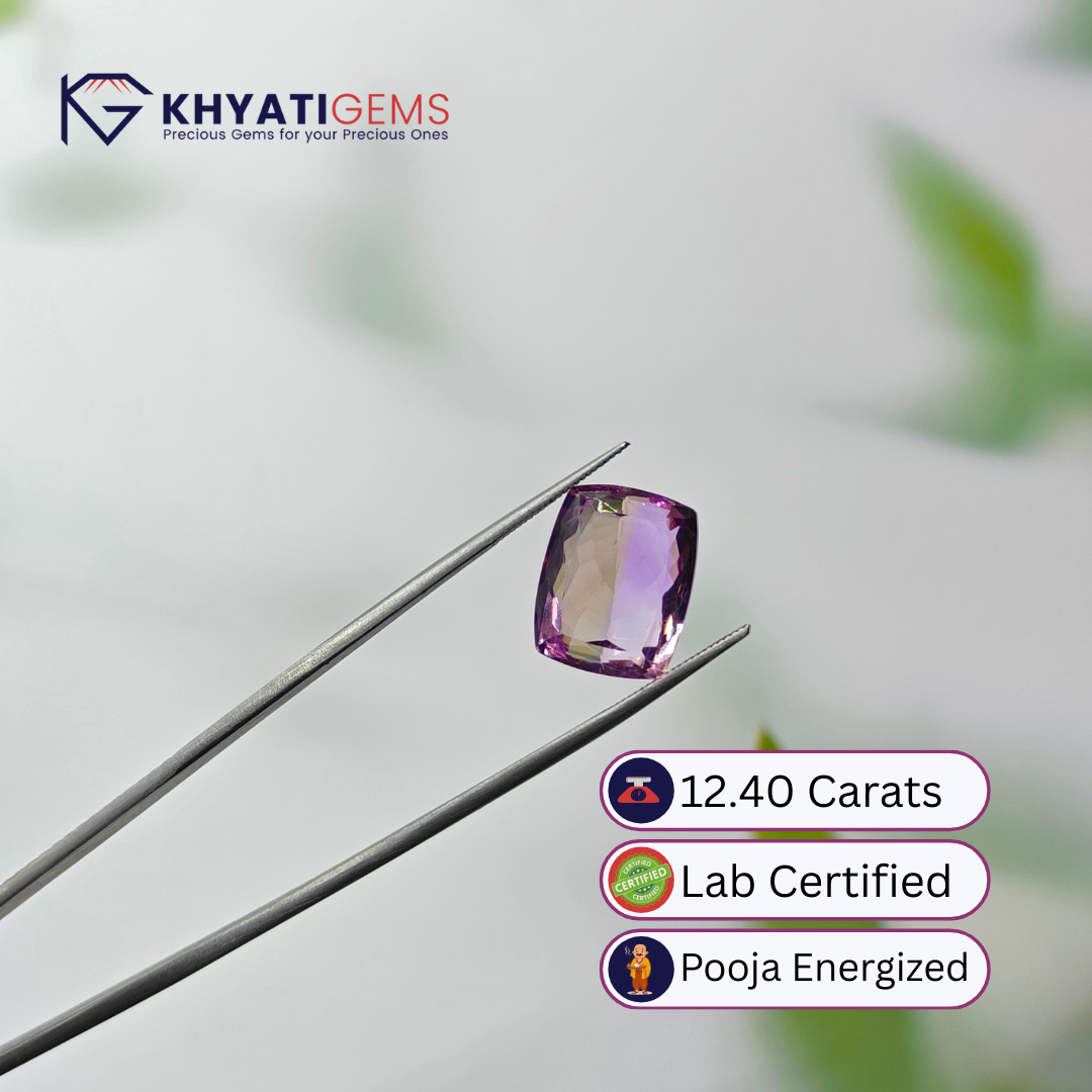 12.40 Carats | Ametirine Bi-Color | Gemstone for Dhanu Rashi