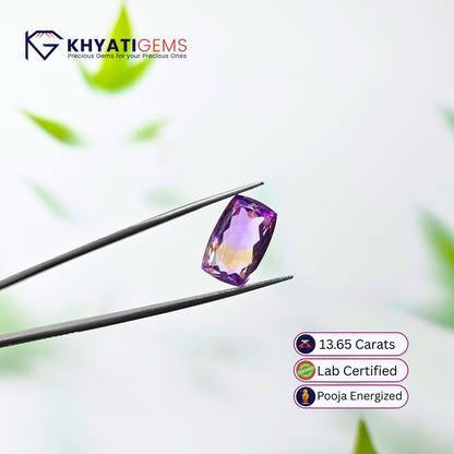 13.65 Carats | Ametirine Bi-Color | Gemstone for Dhanu Rashi